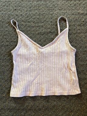 Spaghetti strap V-Neck Ribbed Tank Top - Light pink